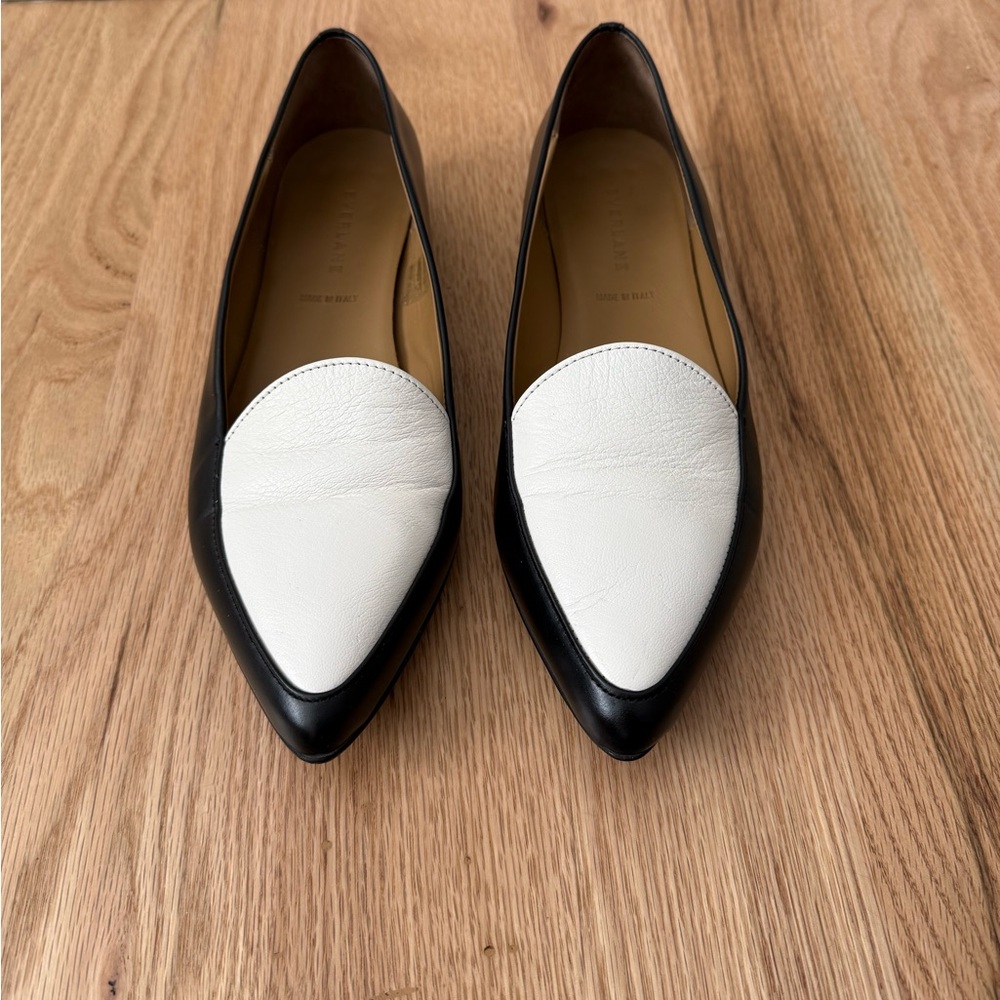 Everlane Leather The Modern Point Loafers Flats Black White Size 9 - Picture 8 of 12